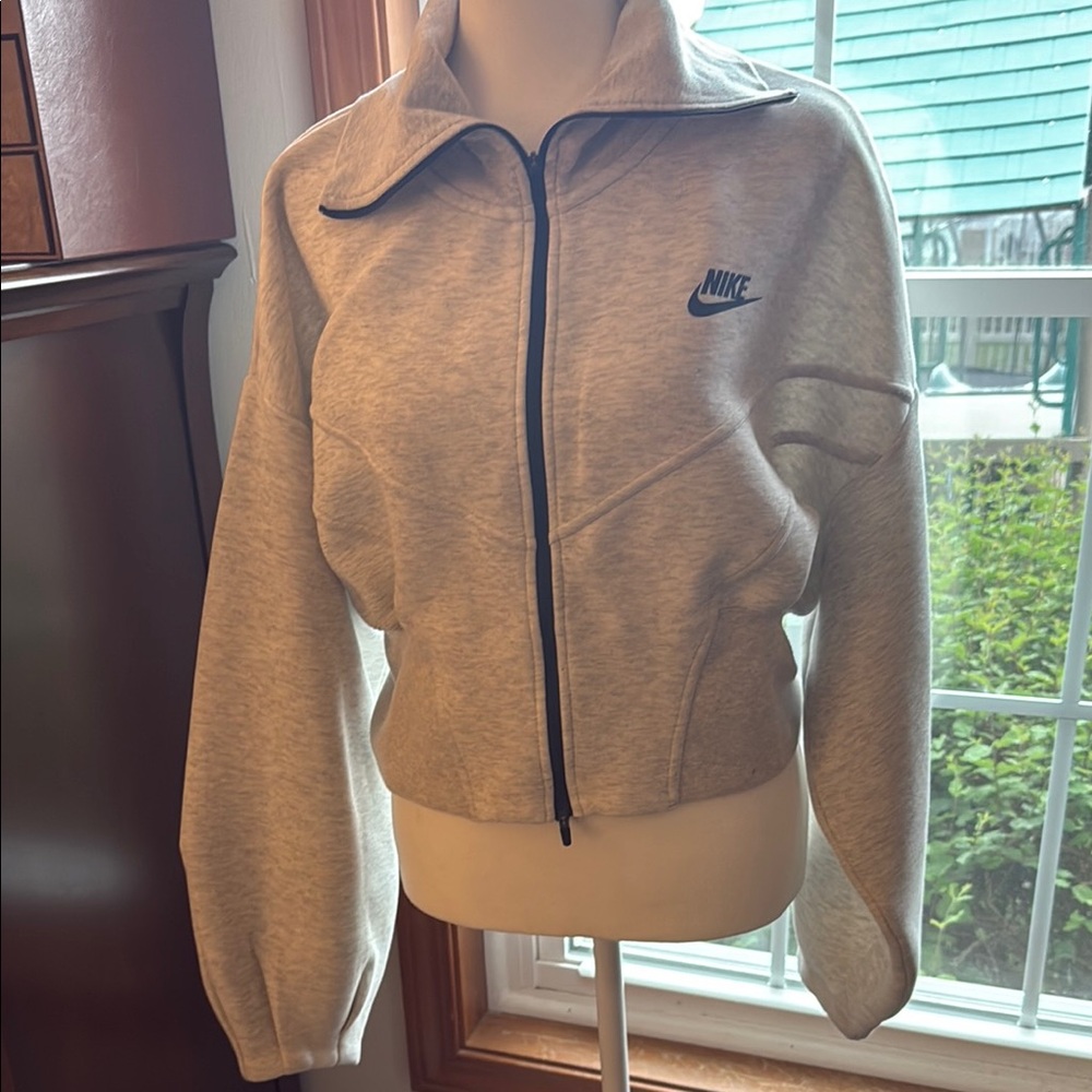 Nike Gray Bomber Jacket with Ribbed Cuffs and cinched waist NWOT